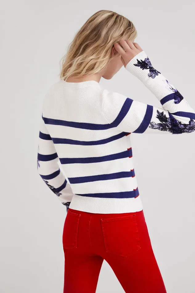 Striped Floral Jumper Women Desigual Sweaters