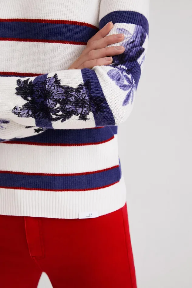 Striped Floral Jumper Women Desigual Sweaters