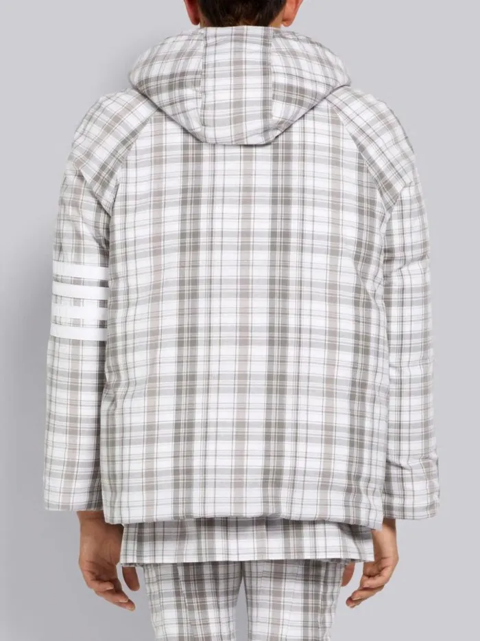 Striped Plaid 4bar Cropped Sideline Football Parka Medium Grey Men Thom Browne Outerwear
