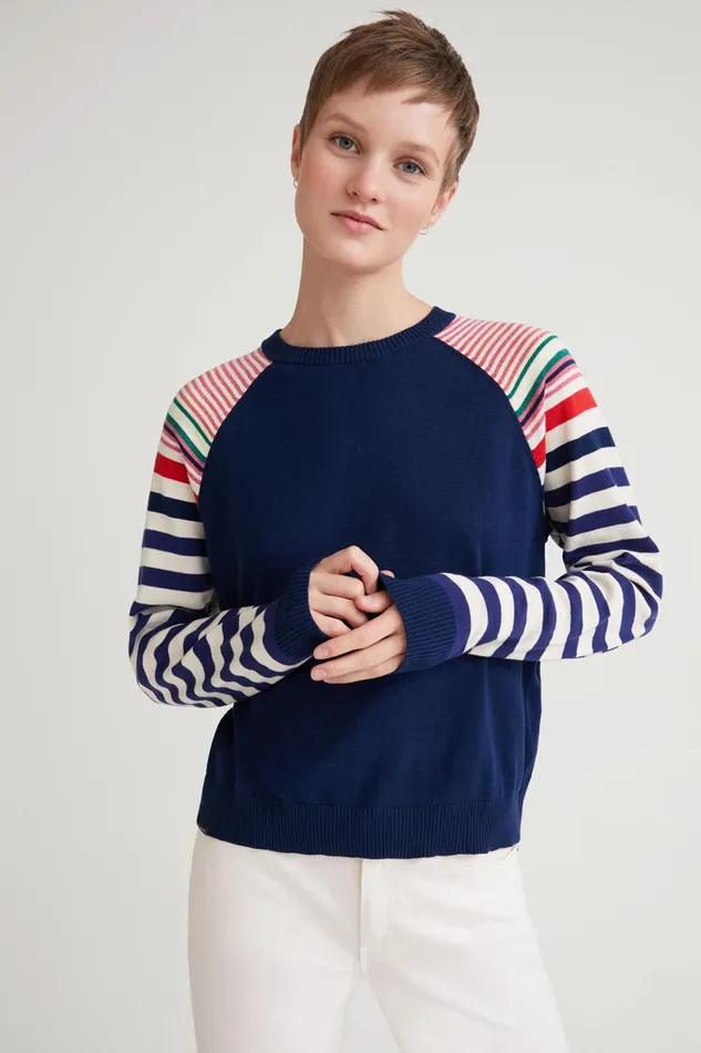 Stripy Sleeved Jumper Women Desigual Sweaters