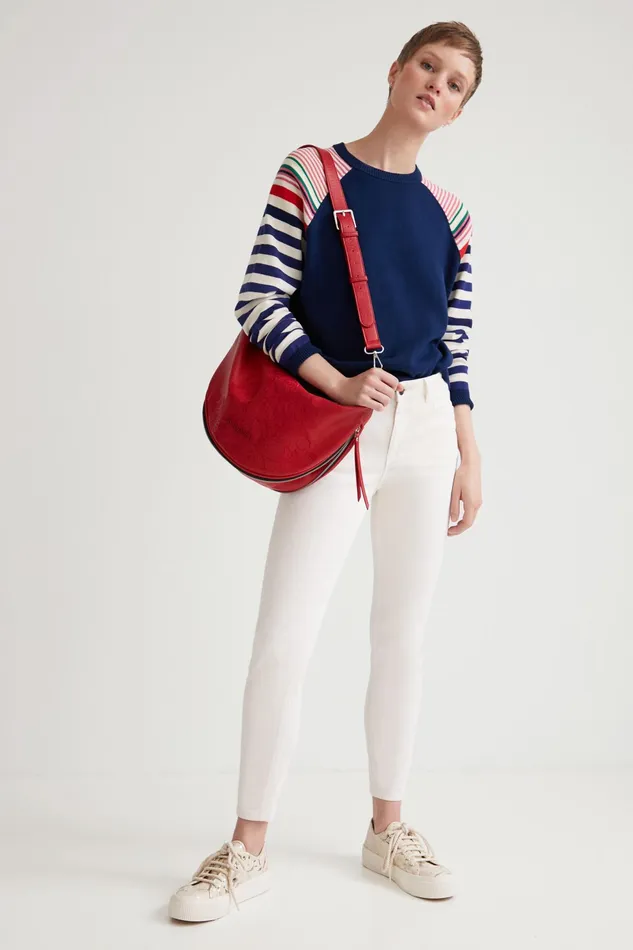 Stripy Sleeved Jumper Women Desigual Sweaters
