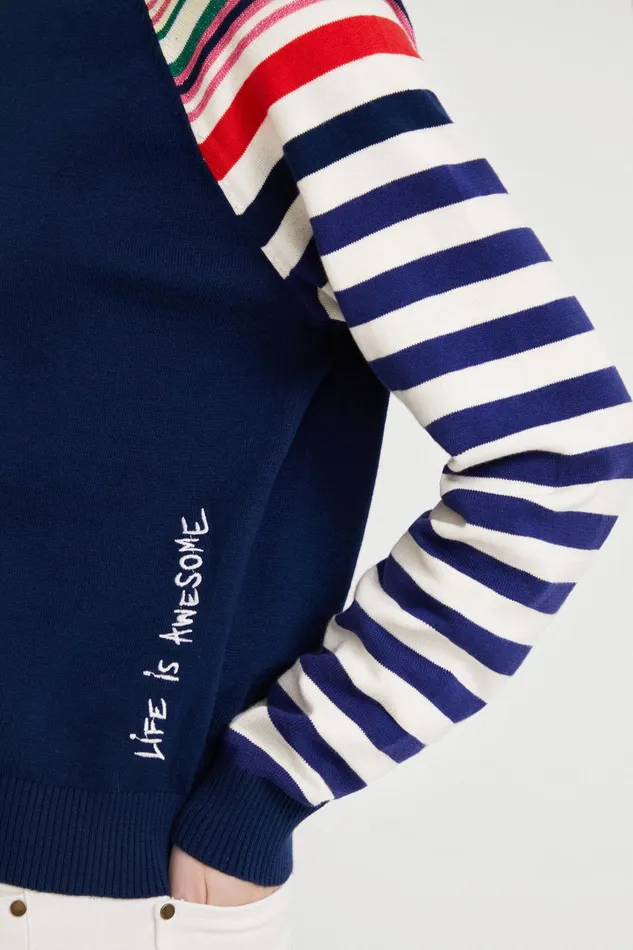 Stripy Sleeved Jumper Women Desigual Sweaters