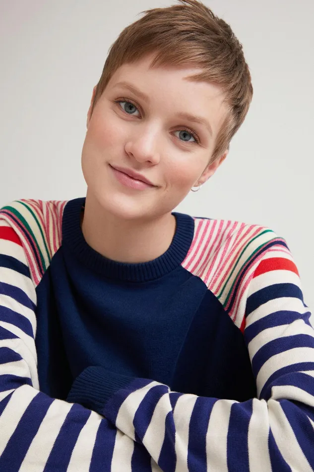 Stripy Sleeved Jumper Women Desigual Sweaters
