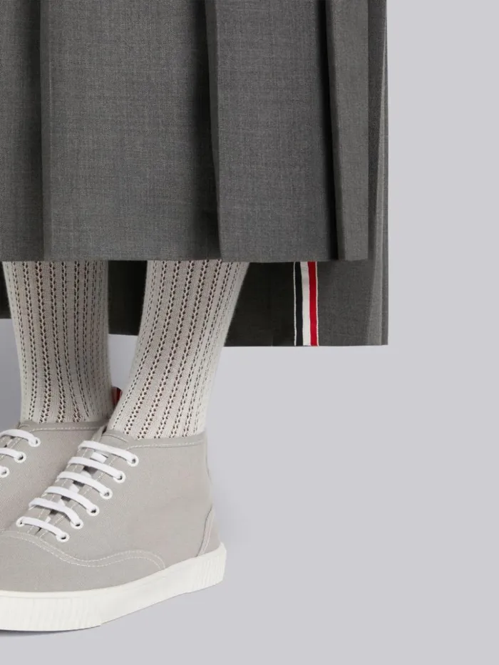 Super 120039s Wool Twill Pleated Backstrap Ankle Length Skirt Medium Grey Men Thom Browne Trousers