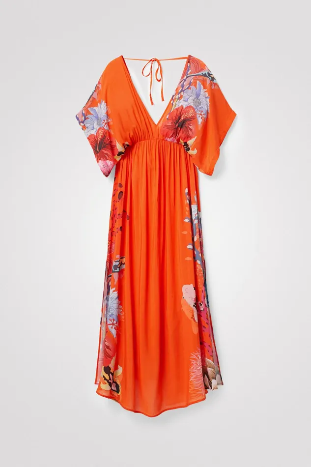 Sustainable Coral Maxi Dress Women Desigual Swimwear
