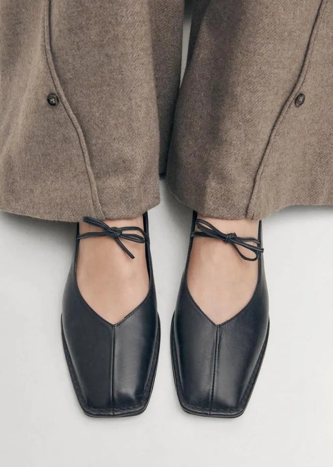 Sway Black Leather Ballet Flats Women ALOHAS Ballet Flats