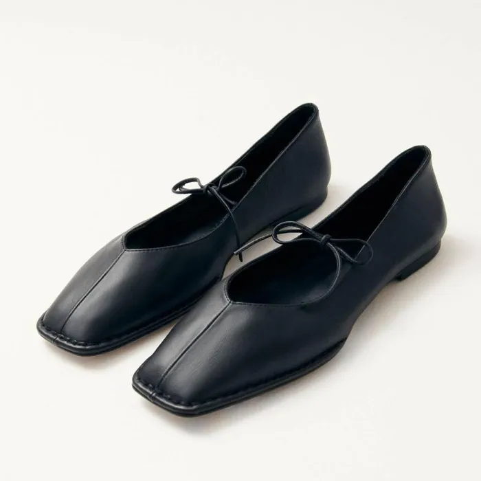 Sway Black Leather Ballet Flats Women ALOHAS Ballet Flats