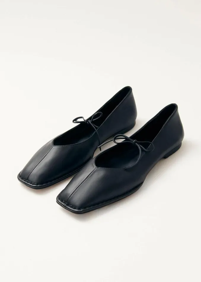 Sway Black Leather Ballet Flats Women ALOHAS Ballet Flats