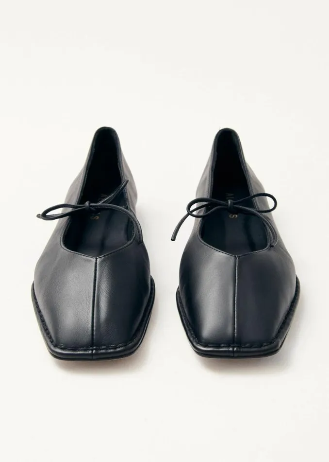 Sway Black Leather Ballet Flats Women ALOHAS Ballet Flats