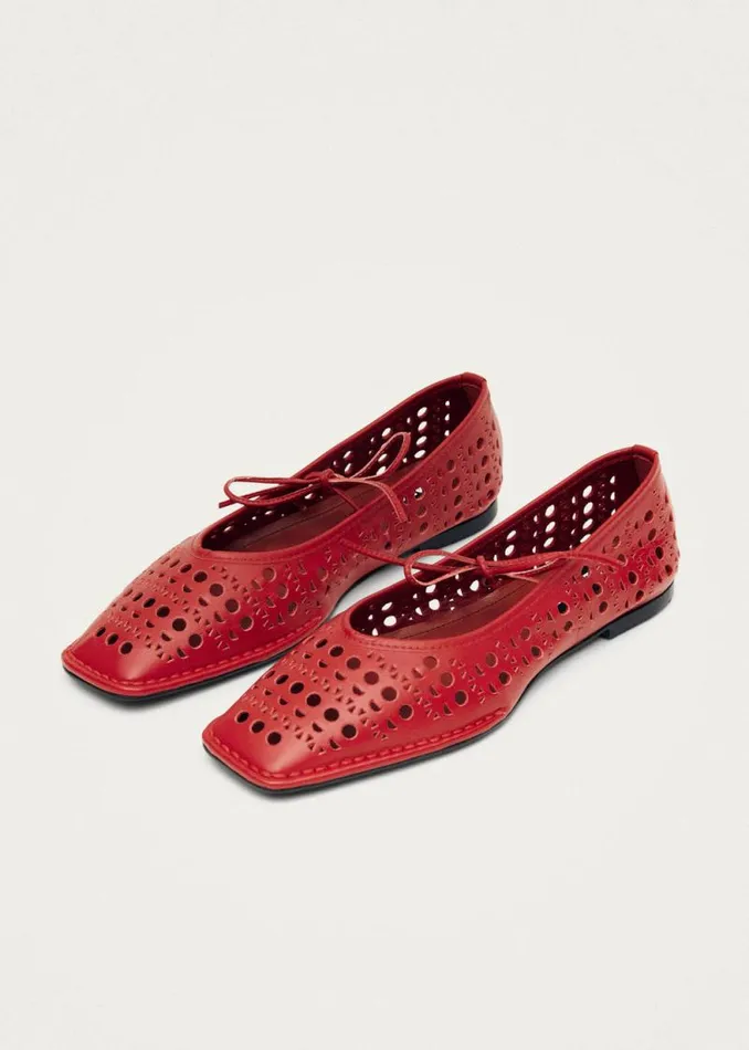 Sway Slit Red Leather Ballet Flats Women ALOHAS Ballet Flats