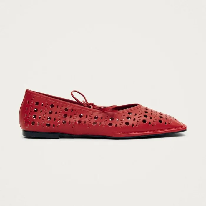 Sway Slit Red Leather Ballet Flats Women ALOHAS Ballet Flats