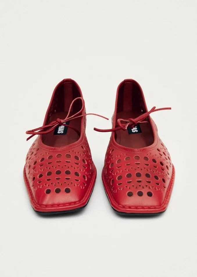 Sway Slit Red Leather Ballet Flats Women ALOHAS Ballet Flats