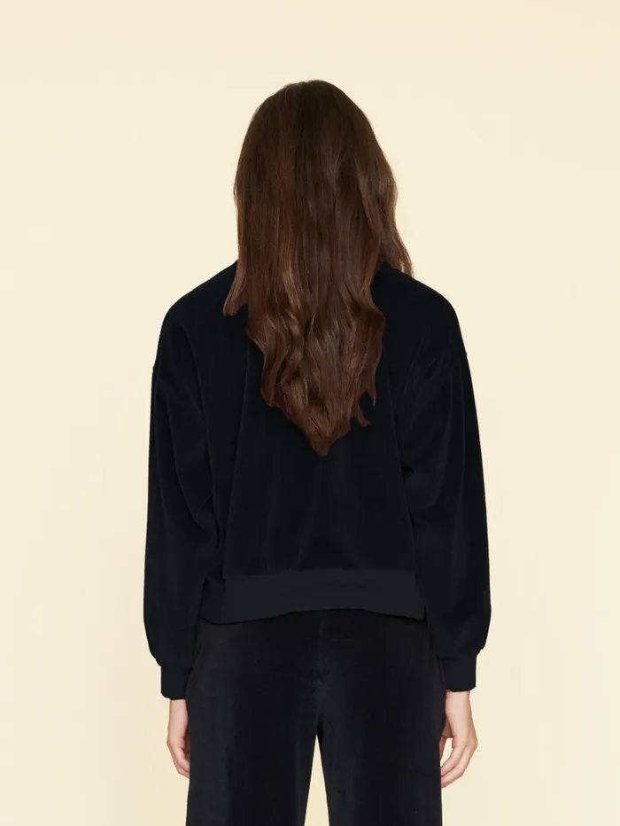Sweats and Tees XRENA Women Black Huxley Velour Sweatshirt Sweats and Tees XRENA Women Black Huxley Velour Sweatshirt