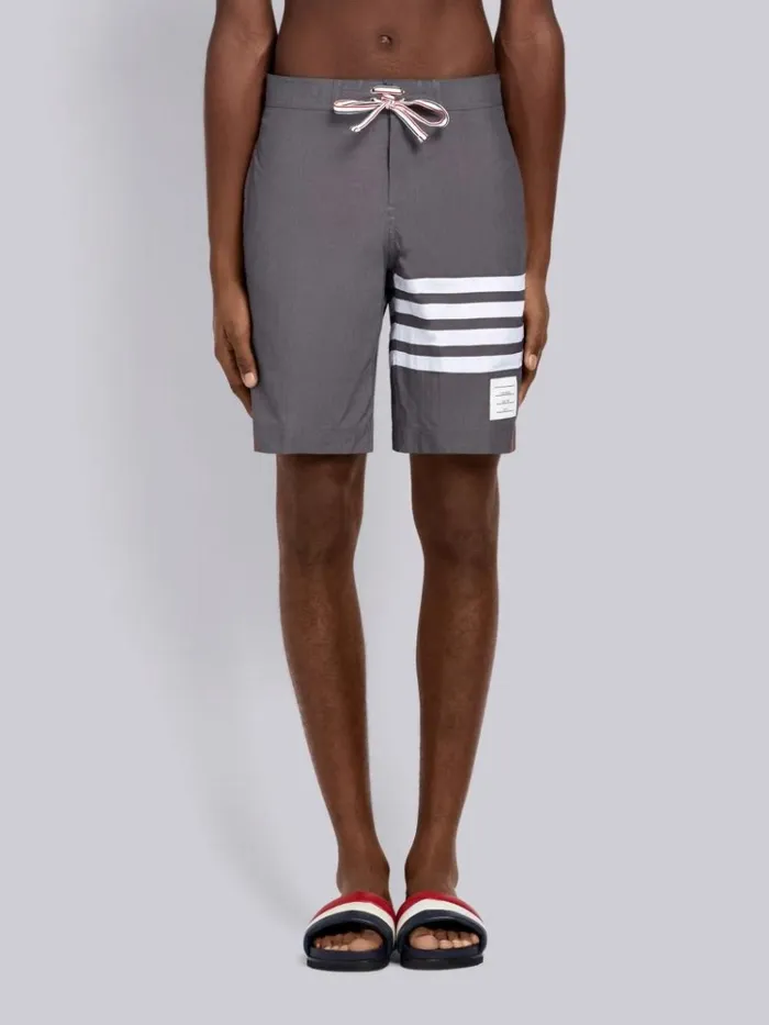 Swim Tech Woven 4bar Swim Short Medium Grey Men Thom Browne Swimwear