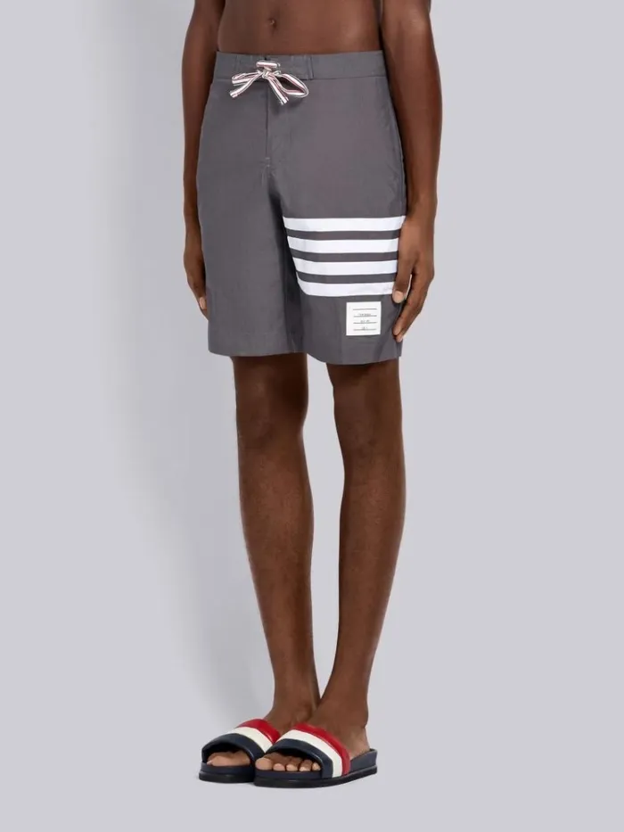 Swim Tech Woven 4bar Swim Short Medium Grey Men Thom Browne Swimwear