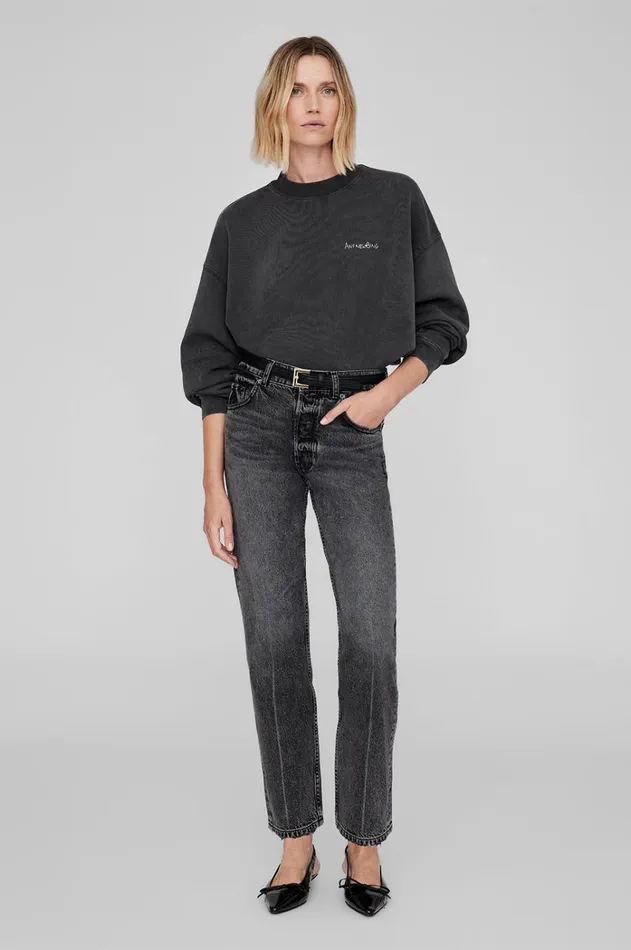 TShirts Sweatshirts Women ANINE BING Jaci Sweatshirt Lyrics 8211 Washed Black