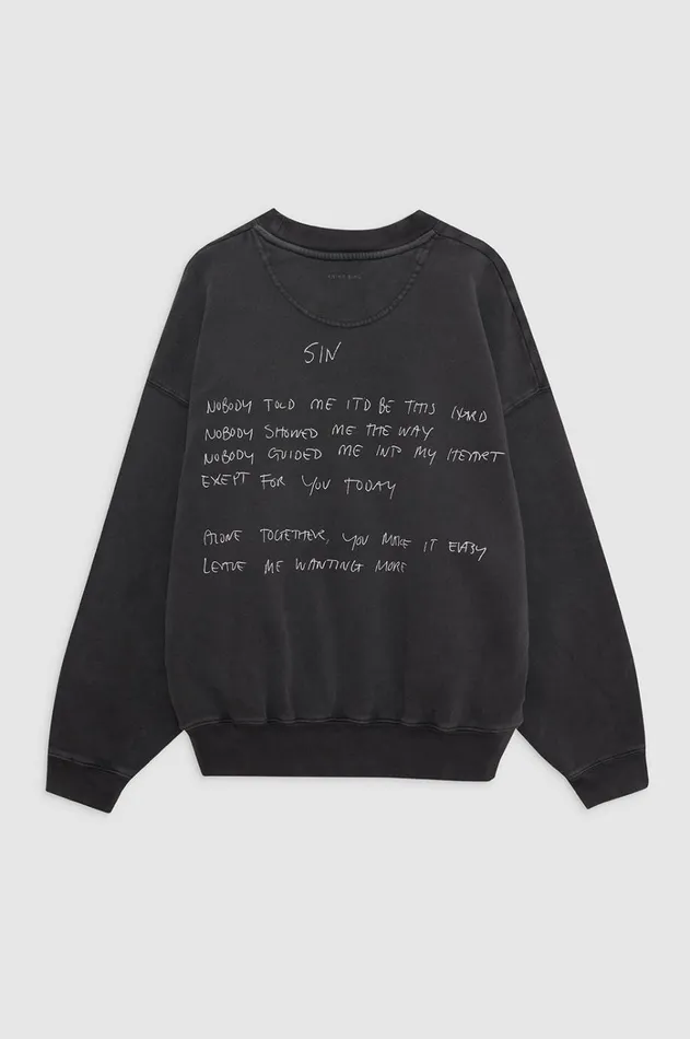 TShirts Sweatshirts Women ANINE BING Jaci Sweatshirt Lyrics 8211 Washed Black