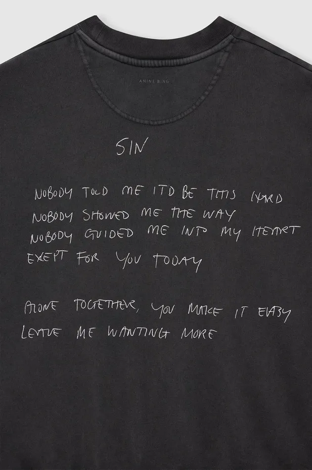 TShirts Sweatshirts Women ANINE BING Jaci Sweatshirt Lyrics 8211 Washed Black