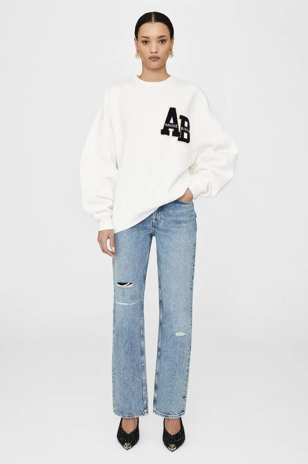 TShirts Sweatshirts Women ANINE BING Miles Oversized Sweatshirt Letterman 8211 Off White TShirts Sweatshirts Women ANINE BING Miles Oversized Sweatshirt Letterman 8211 Off White