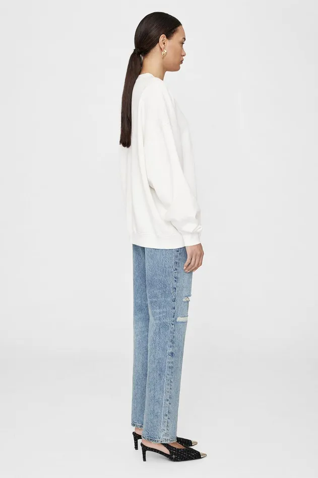 TShirts Sweatshirts Women ANINE BING Miles Oversized Sweatshirt Letterman 8211 Off White