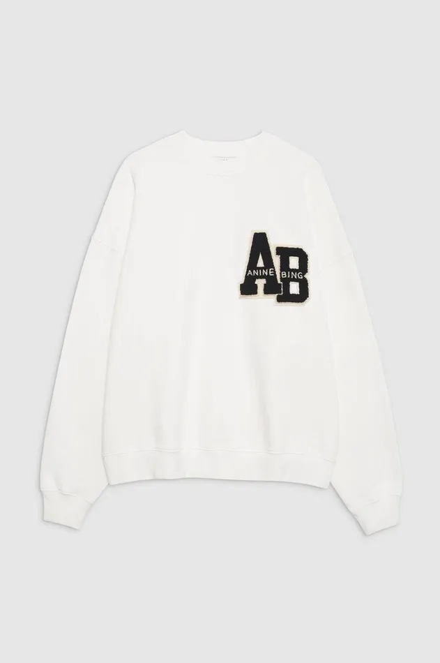 TShirts Sweatshirts Women ANINE BING Miles Oversized Sweatshirt Letterman 8211 Off White