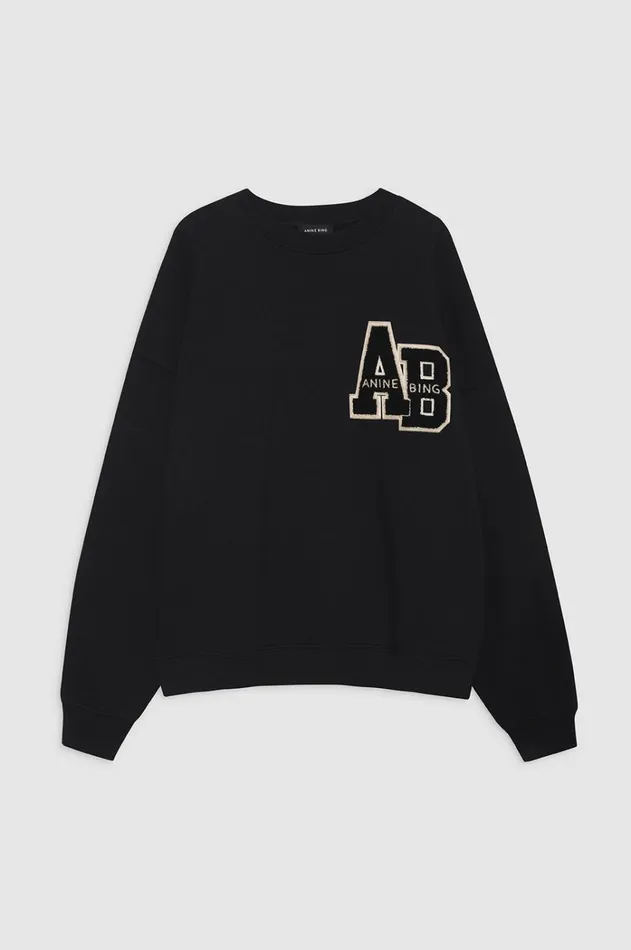 TShirts Sweatshirts Women ANINE BING Miles Oversized Sweatshirt Letterman In Black ANINE BING