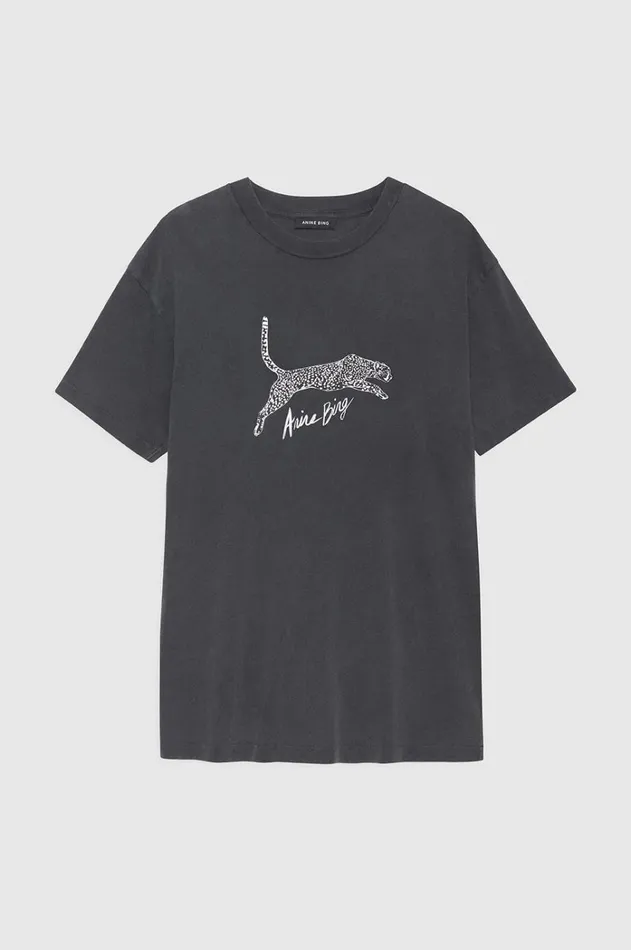 TShirts Sweatshirts Women ANINE BING Walker Tee Spotted Leopard 8211 Washed Black