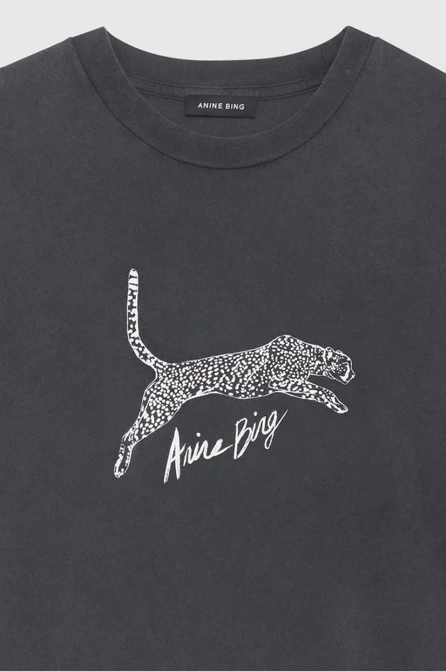 TShirts Sweatshirts Women ANINE BING Walker Tee Spotted Leopard 8211 Washed Black