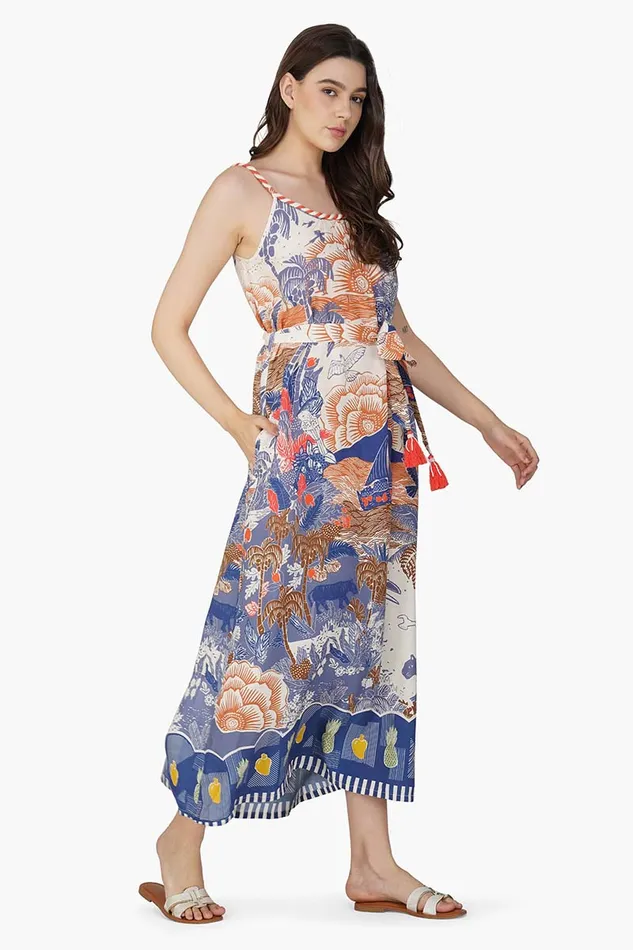 Taste Of Blue Tropics Maxi Dress Taste Of Blue Tropics Maxi Dress