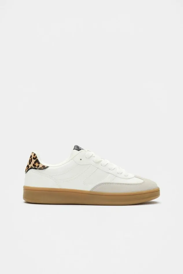 Teen Sneakers and Trainers Seed Heritage Classic Retro Trainer White Ocelot