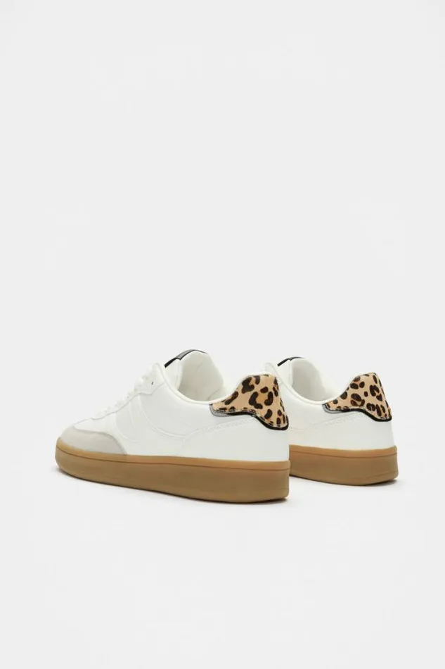 Teen Sneakers and Trainers Seed Heritage Classic Retro Trainer White Ocelot