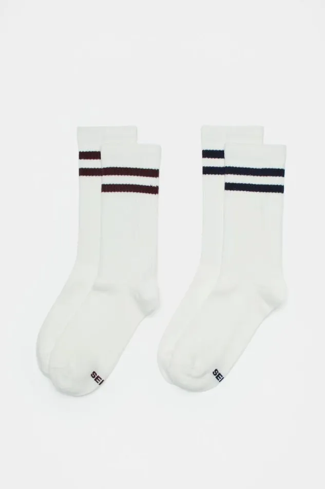 Teen Socks Seed Heritage Stripe Sock 2 Pack Plum Multi