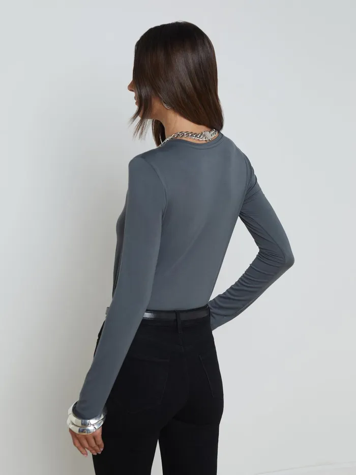 Tess Long Sleeve Tee Dark Shadow Women L039Agence Tees