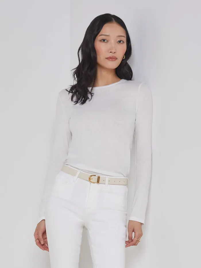 Tess Long Sleeve Tee White Women L039Agence Tees