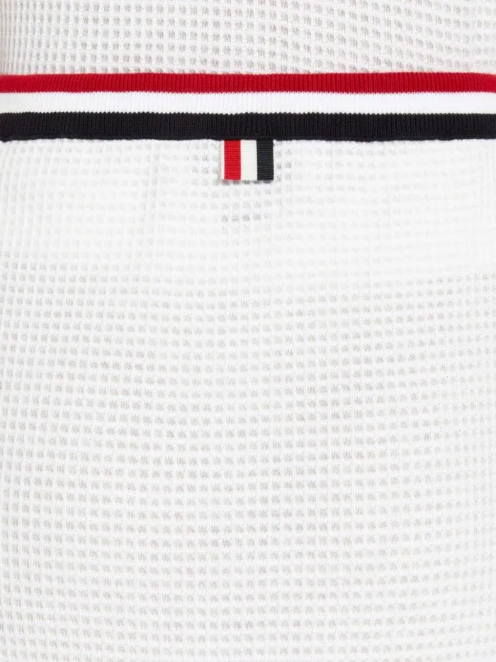 Textured Bicolor Cotton Check Stripe Framing Mini Wrap Skirt White Women Thom Browne Sweats