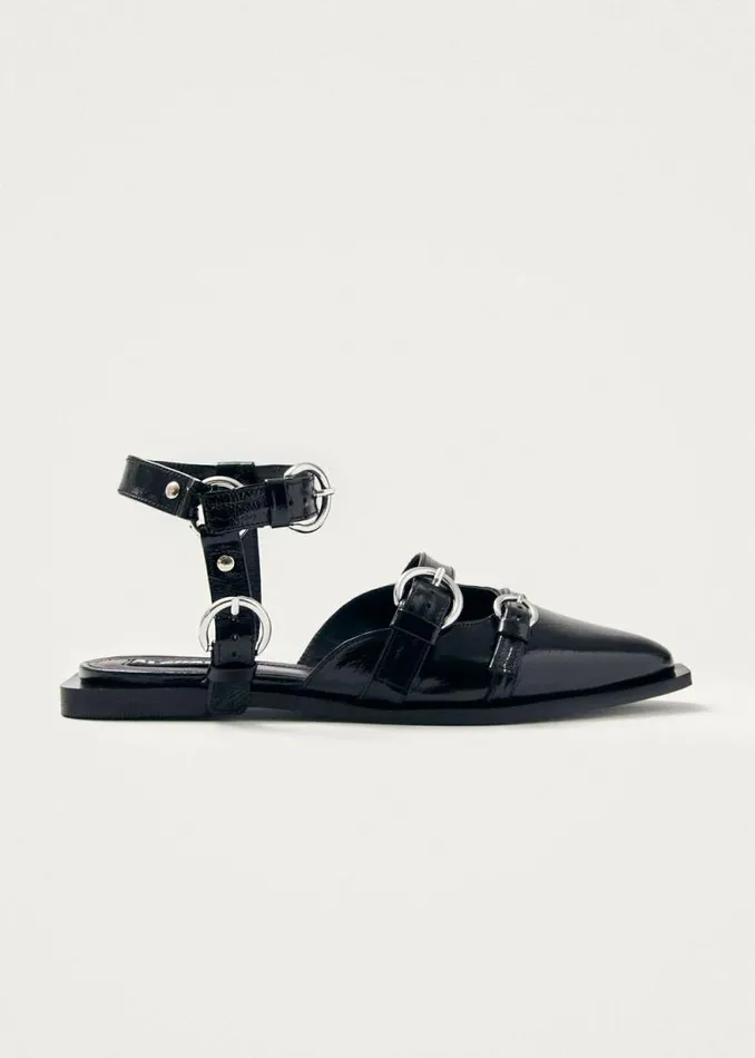 Thalara Onix Black Leather Ballet Flats Women ALOHAS Ballet Flats