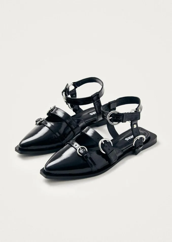 Thalara Onix Black Leather Ballet Flats Women ALOHAS Ballet Flats
