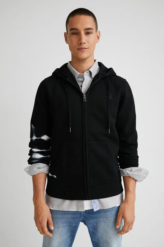 Tiedye Patchwork Hoodie Mens Desigual Sweaters and Sweatshirts