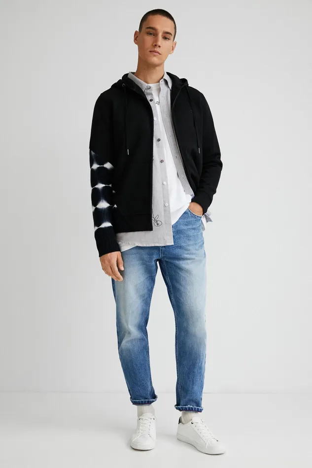 Tiedye Patchwork Hoodie Mens Desigual Sweaters and Sweatshirts