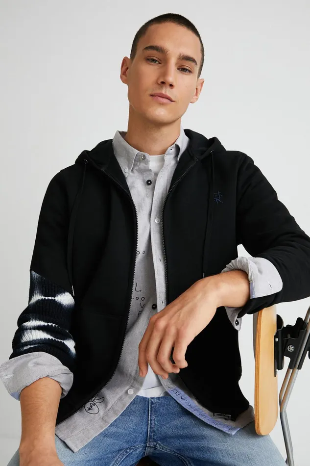 Tiedye Patchwork Hoodie Mens Desigual Sweaters and Sweatshirts