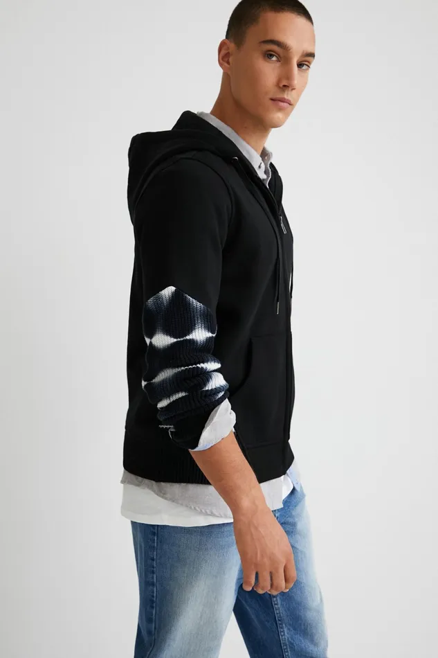 Tiedye Patchwork Hoodie Mens Desigual Sweaters and Sweatshirts