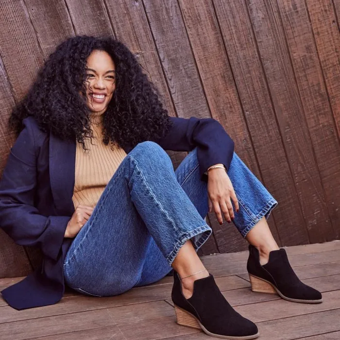 Toms Boots and Booties Gwen Ankle Boot Black Suede 8211 Women