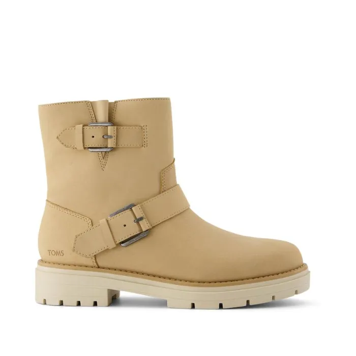Toms Boots and Booties Ionie Moto Boot Oatmeal Nubuck Leather 8211 Women