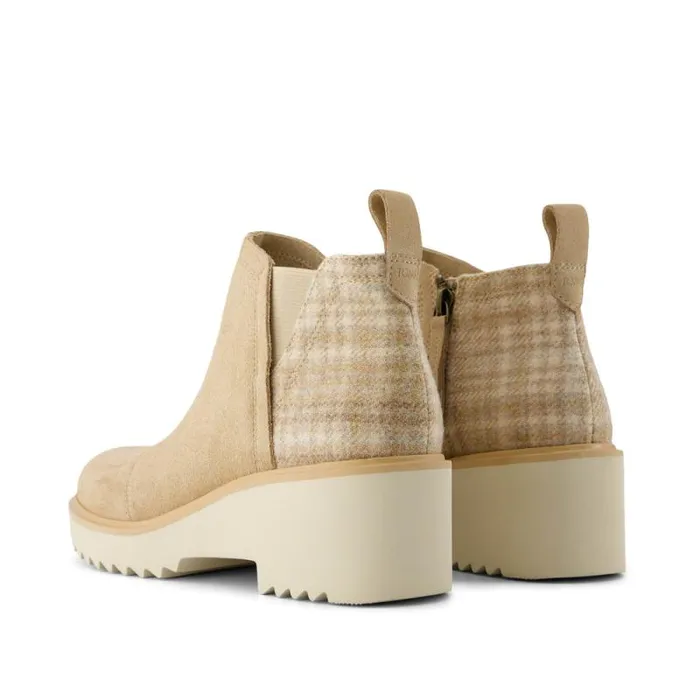 Toms Boots and Booties Maude Wedge Boot Natural Suede Cozy Plaid 8211 Women