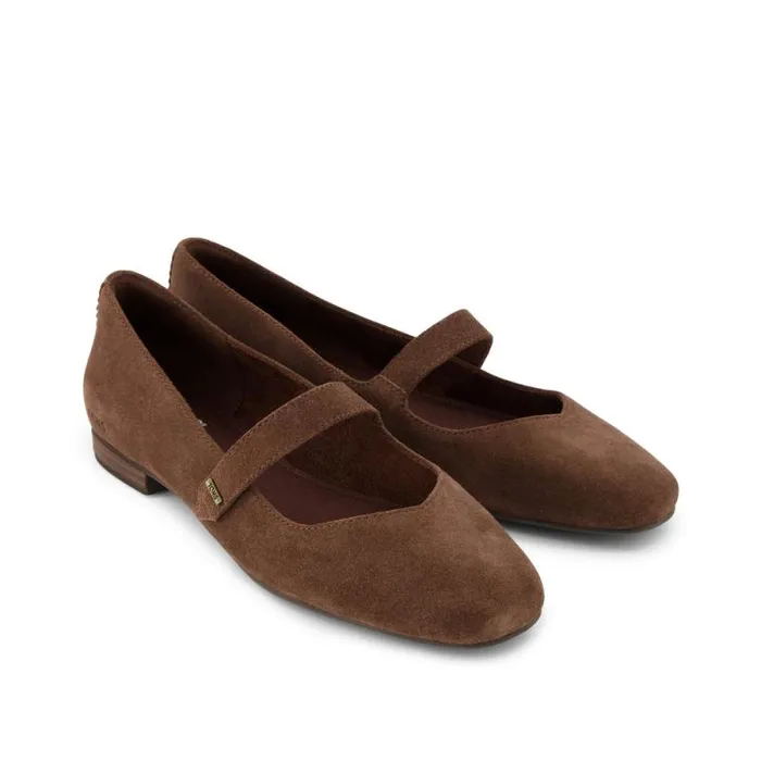 Toms Flats and Loafers Bianca Flat Dark Brown Suede 8211 Women