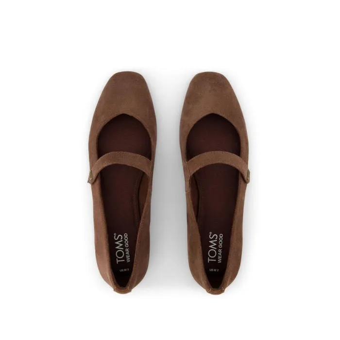 Toms Flats and Loafers Bianca Flat Dark Brown Suede 8211 Women