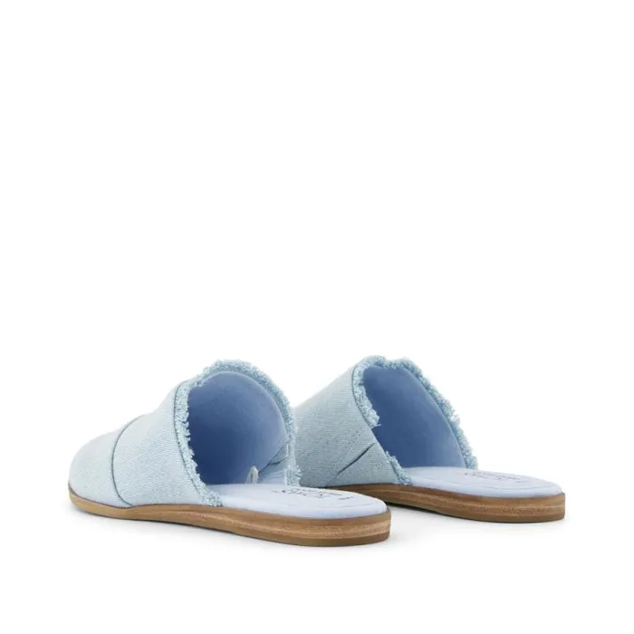 Toms Flats and Loafers Jade Flat Pastel Blue Fringe Denim 8211 Women
