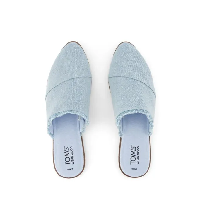 Toms Flats and Loafers Jade Flat Pastel Blue Fringe Denim 8211 Women