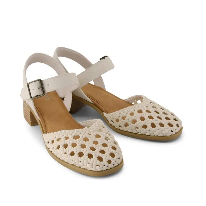 Toms Heels and Wedges Jaclyn Heel Natural Perforated Basket Woven Leather 8211 Women