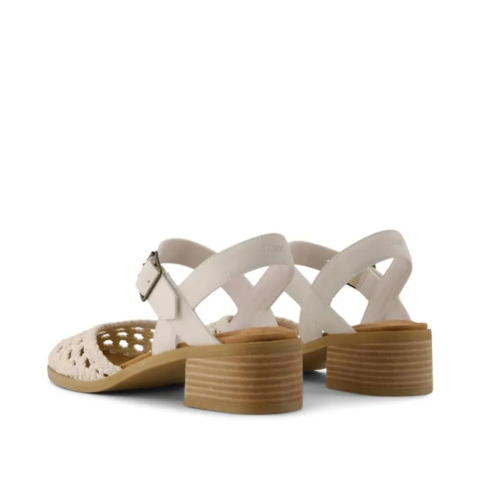 Toms Heels and Wedges Jaclyn Heel Natural Perforated Basket Woven Leather 8211 Women